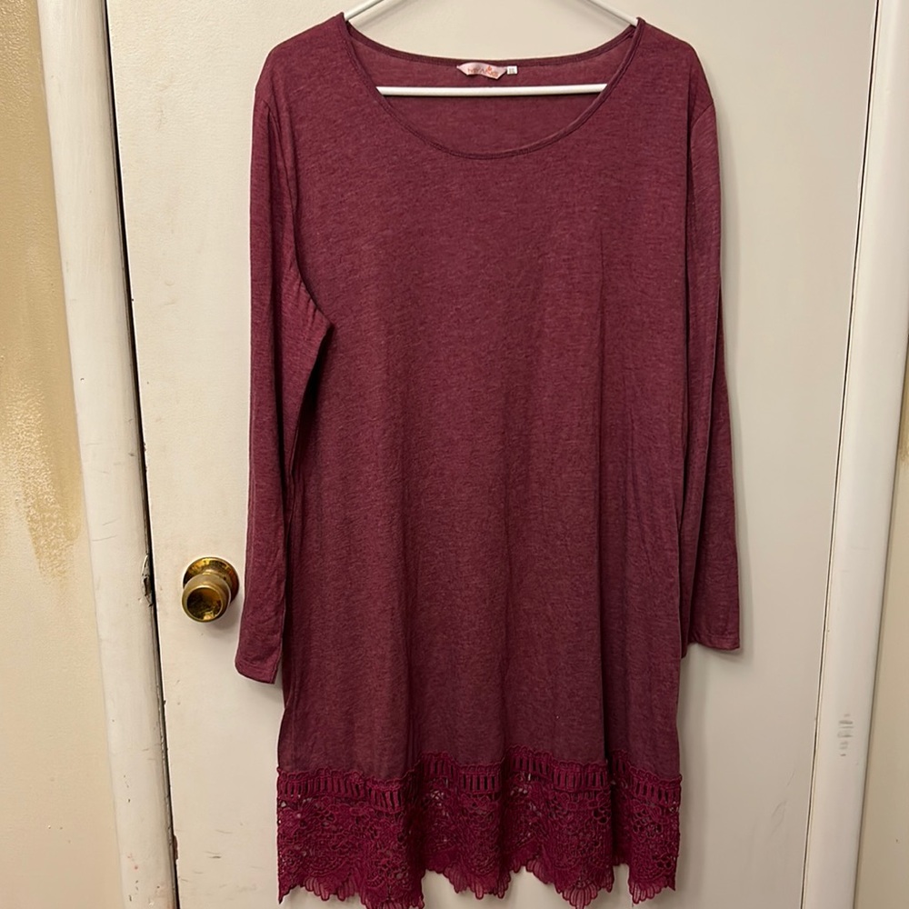 Miyang Women’s Tunic/Dress Maroon Size XXL